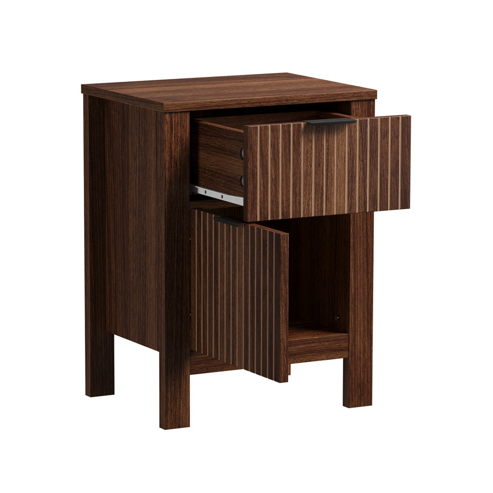 Modern Bedside Table Nightstand, Dark Walnut, 39x30x52.5cm Size
