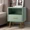 Oikiture Bedside Table Green 1 Drawer Open Shelf Wooden Nightstand Cabinet