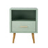 Oikiture Bedside Table 1 Drawer Open Shelf Nightstand Green