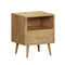 Oikiture Bedside Table 1 Drawer Open Shelf Nightstand Natural