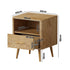 Oikiture Bedside Table 1 Drawer Open Shelf Nightstand Natural