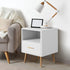 Oikiture Bedside Table 1 Drawer Open Shelf Nightstand White