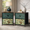 2pc Bedside Tables Fabric Cabinet 2 Drawers Nightstand