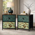2pc Bedside Tables Fabric Cabinet 2 Drawers Nightstand