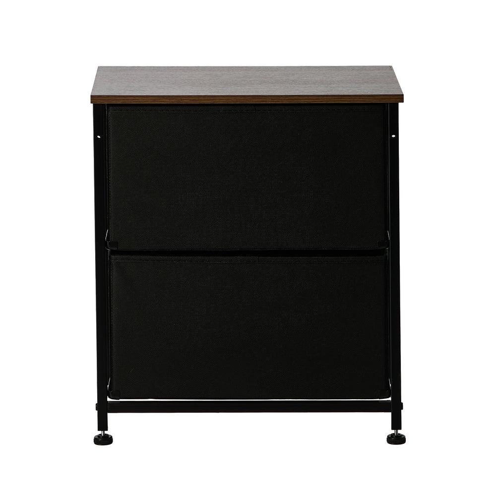 2pc Bedside Tables Fabric Cabinet 2 Drawers Nightstand