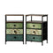 2pc Bedside Tables Fabric Nightstand 3 Drawers Table Shelf