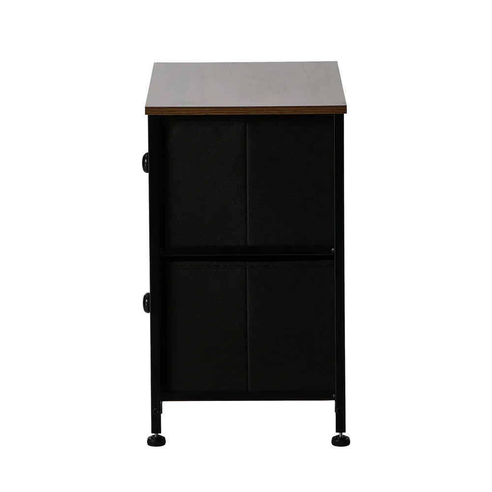Bedside Table Fabric Nightstand 3 Drawers End Table Shelf