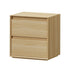 Bedside Table 2 Drawers Bedroom Nightstand No Handle Natural