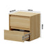 2x Bedside Table 2 Drawers Nightstand No Handle Natural