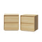 2x Bedside Table 2 Drawers Nightstand No Handle Natural