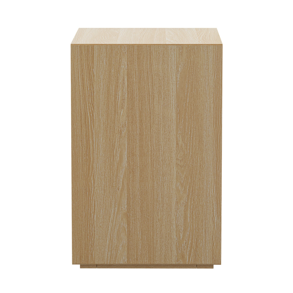 Bedside Table 3 Drawers Nightstand Storage No Handle Natural