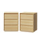 2pc Bedside Table 3 Drawers Nightstand No Handle Natural
