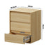 Bedside Table 3 Drawers Nightstand Storage No Handle Natural