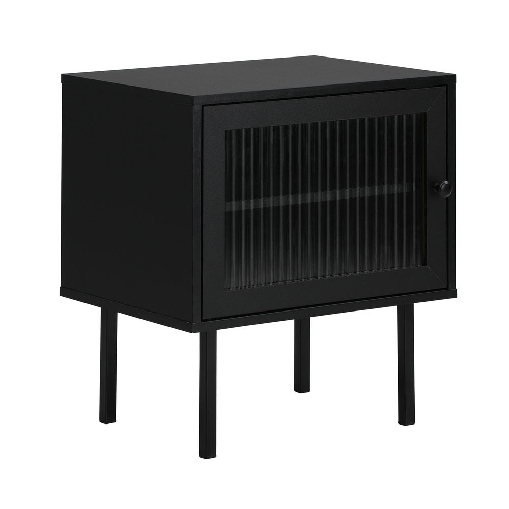 Bedside Tables Storage Cabinet Wood Black