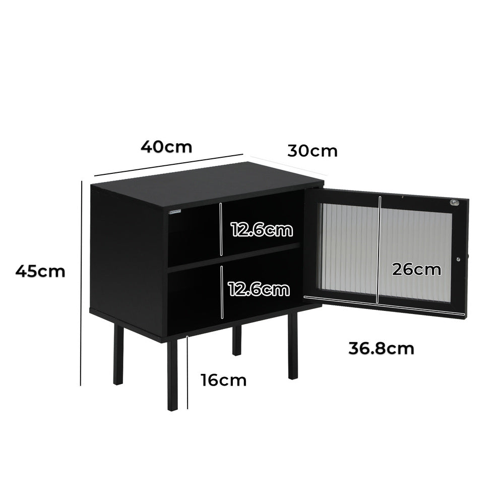 Bedside Tables Storage Cabinet Wood Black