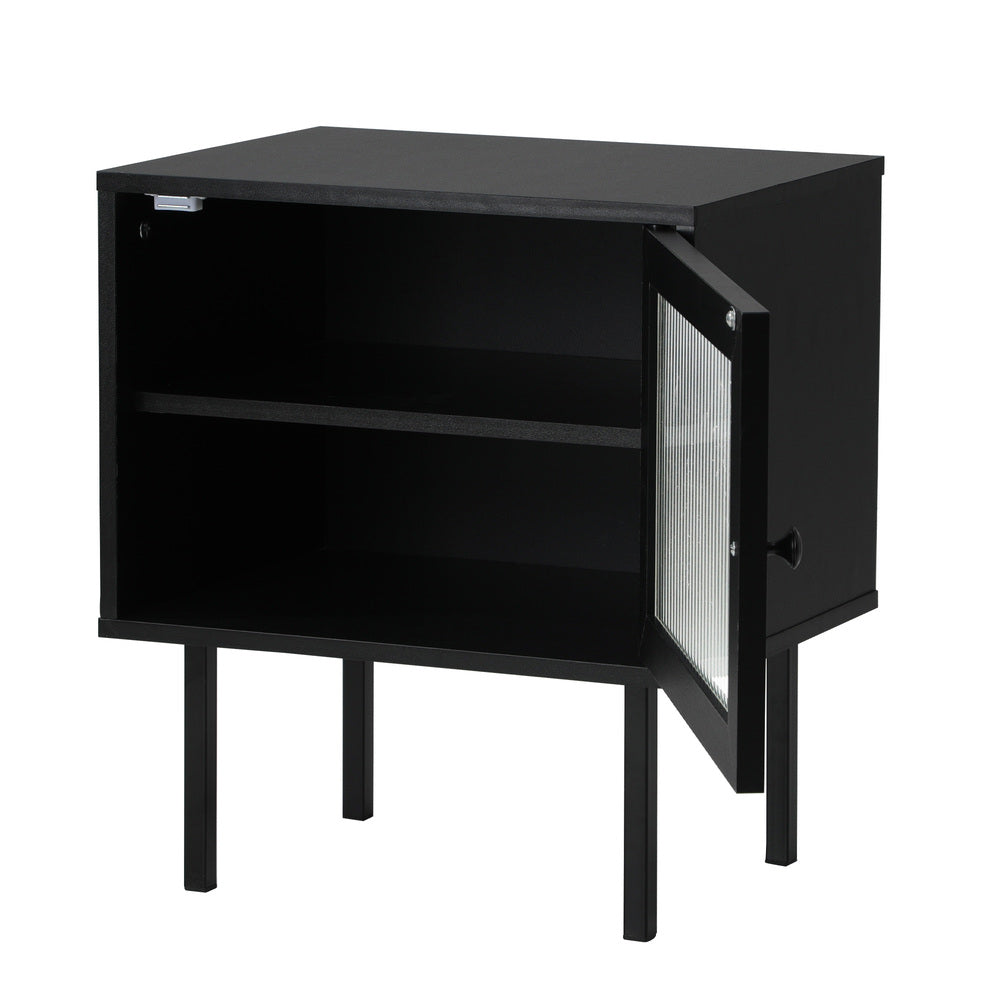 Bedside Tables Storage Cabinet Wood Black