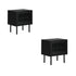 2X Bedside Tables Storage Cabinet Glass Door Black