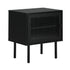 2X Bedside Tables Storage Cabinet Glass Door Black