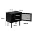2X Bedside Tables Storage Cabinet Glass Door Black