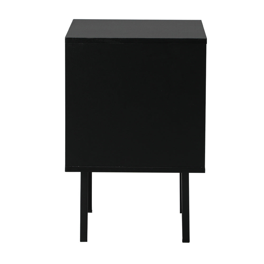 2X Bedside Tables Storage Cabinet Glass Door Black