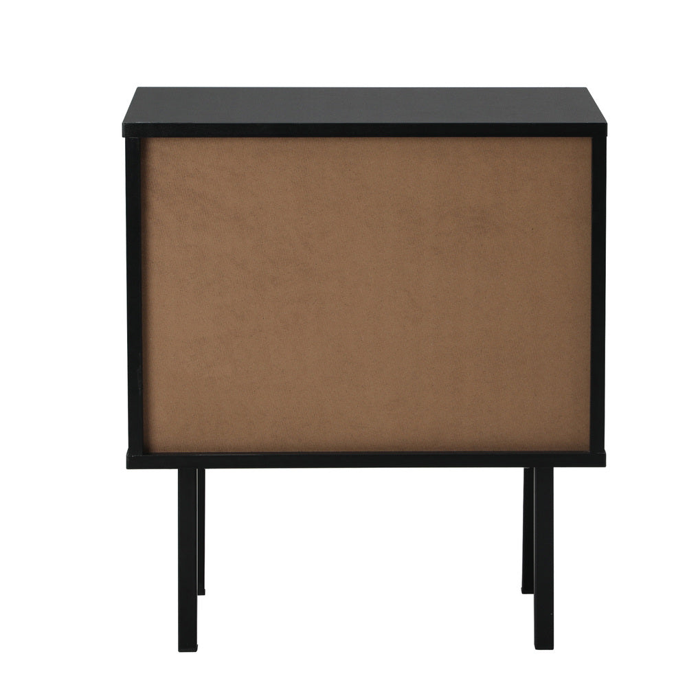 2X Bedside Tables Storage Cabinet Glass Door Black