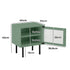 2X Bedside Tables Storage Cabinet Glass Door Green