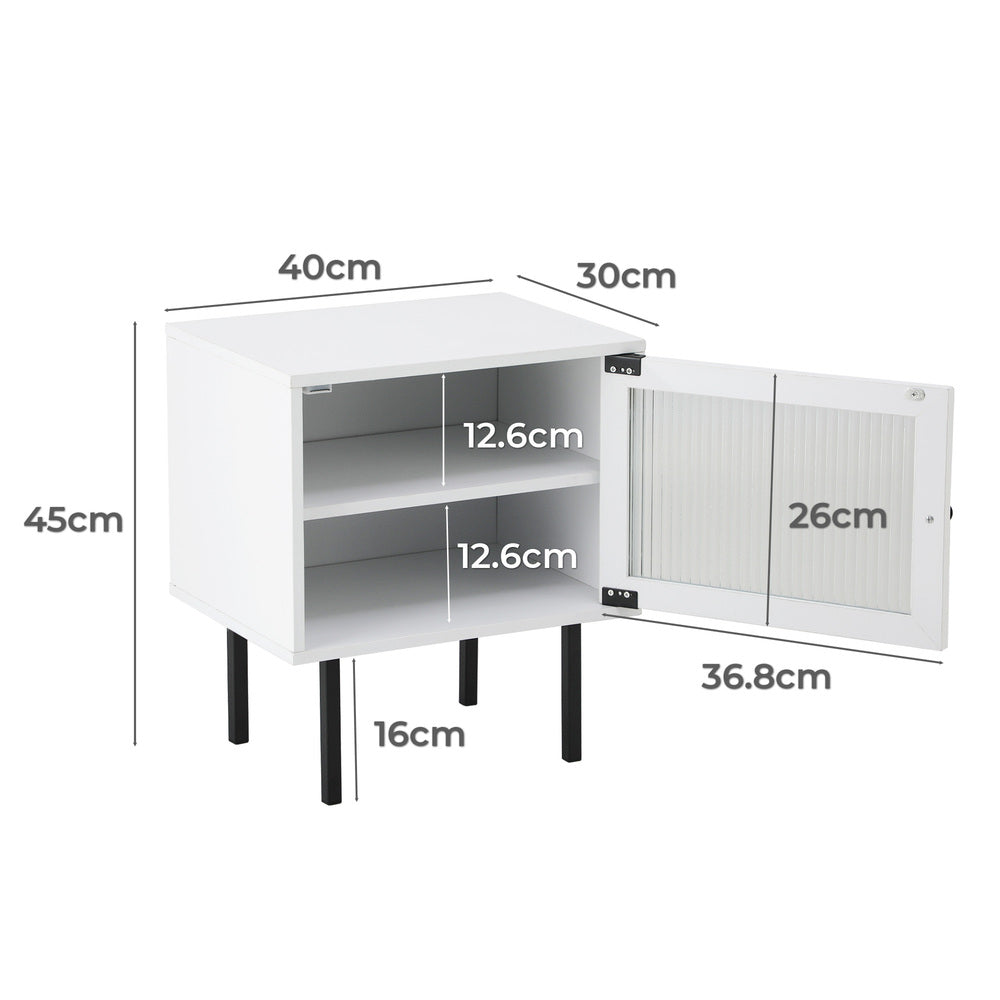 Bedside Tables Storage Cabinet Wood White