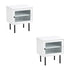 2X Bedside Tables Storage Cabinet Glass Door White
