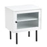 2X Bedside Tables Storage Cabinet Glass Door White