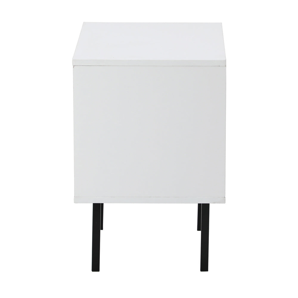 2X Bedside Tables Storage Cabinet Glass Door White