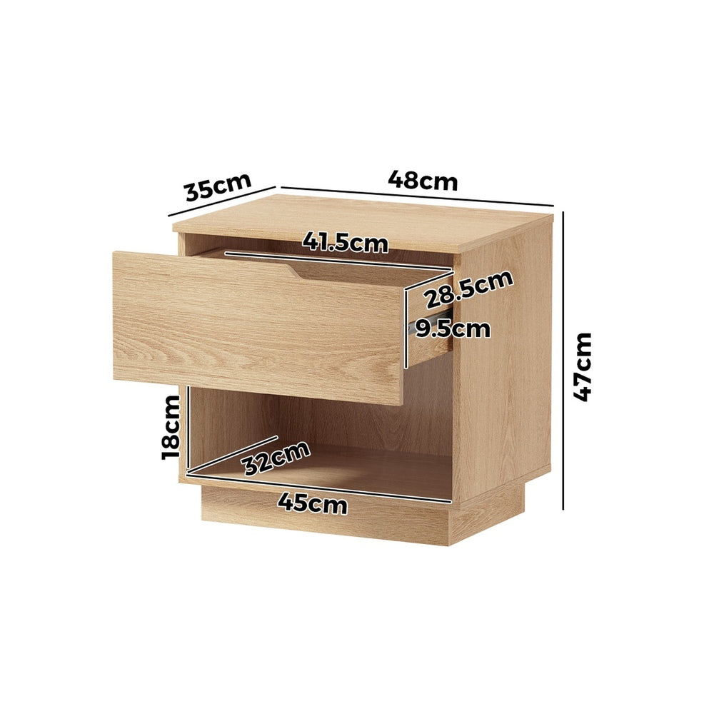 Bedside Table 1 Drawer Storage Nightstand Cabinet Natural