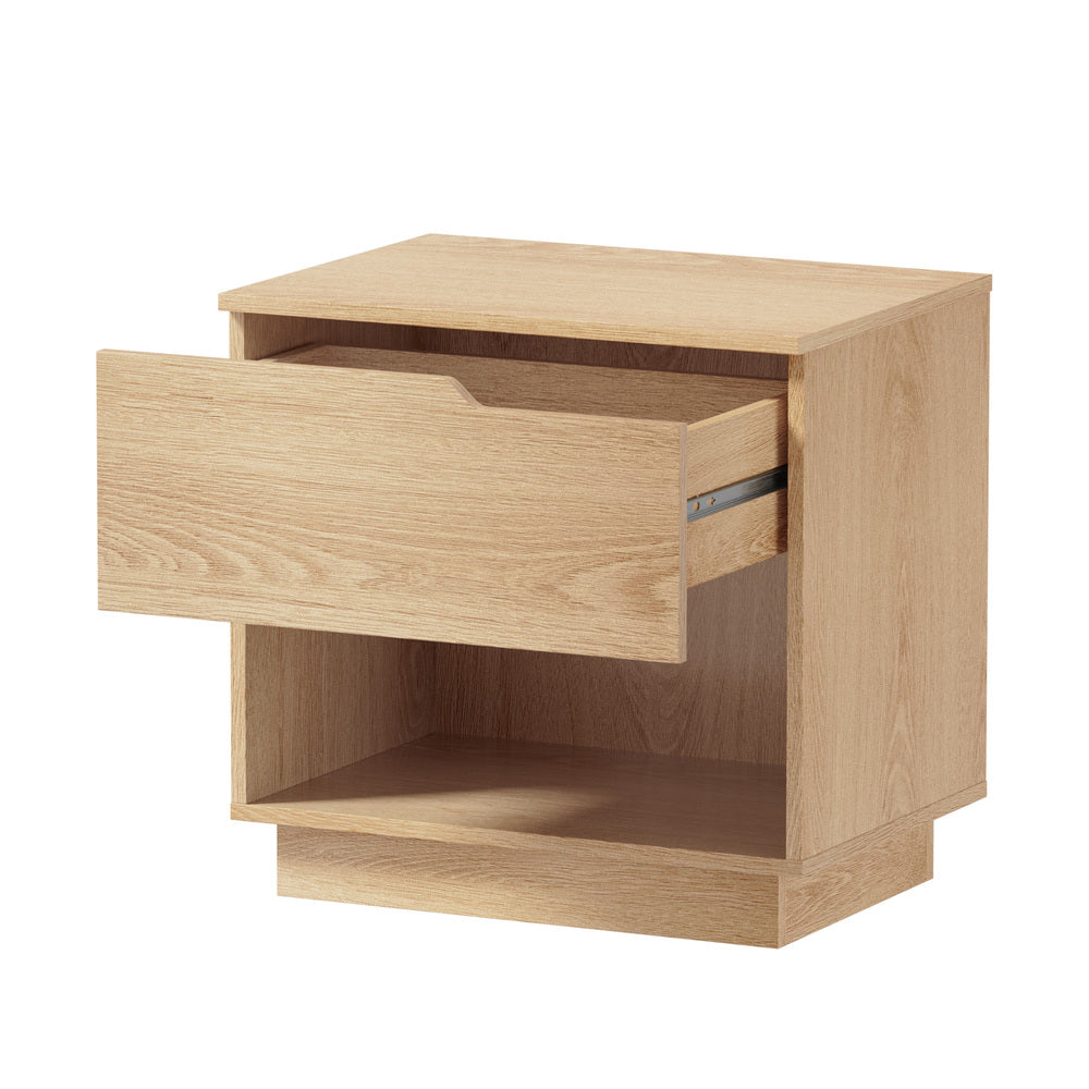 Bedside Table 1 Drawer Storage Nightstand Cabinet Natural