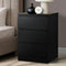 Oikiture 3 Drawer Bedside Table Black Storage Nightstand Cabinet