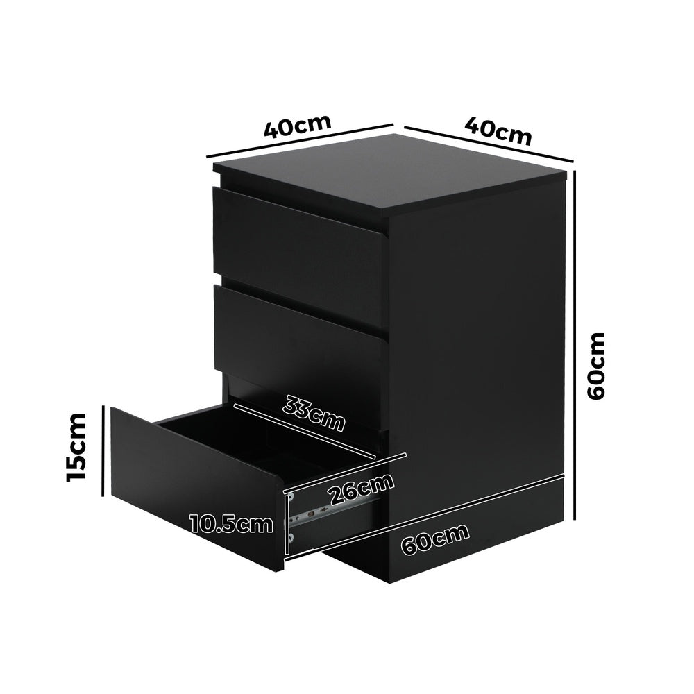Bedside Tables Set of 2 Side Table Nightstand Black