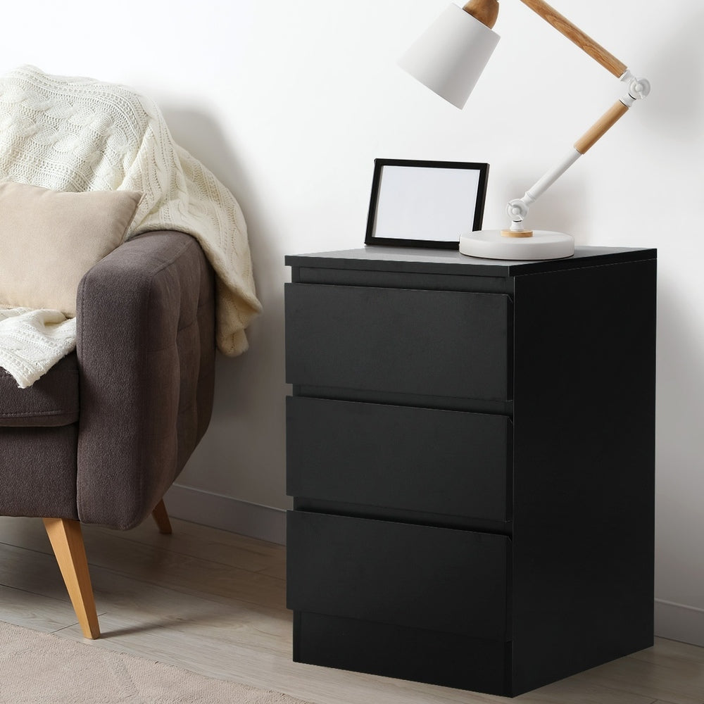Bedside Tables Set of 2 Side Table Nightstand Black