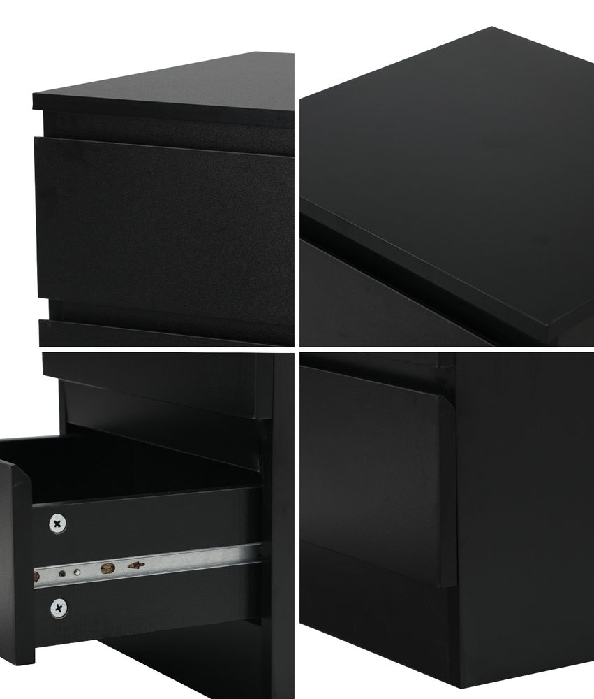 Bedside Tables Set of 2 Side Table Nightstand Black