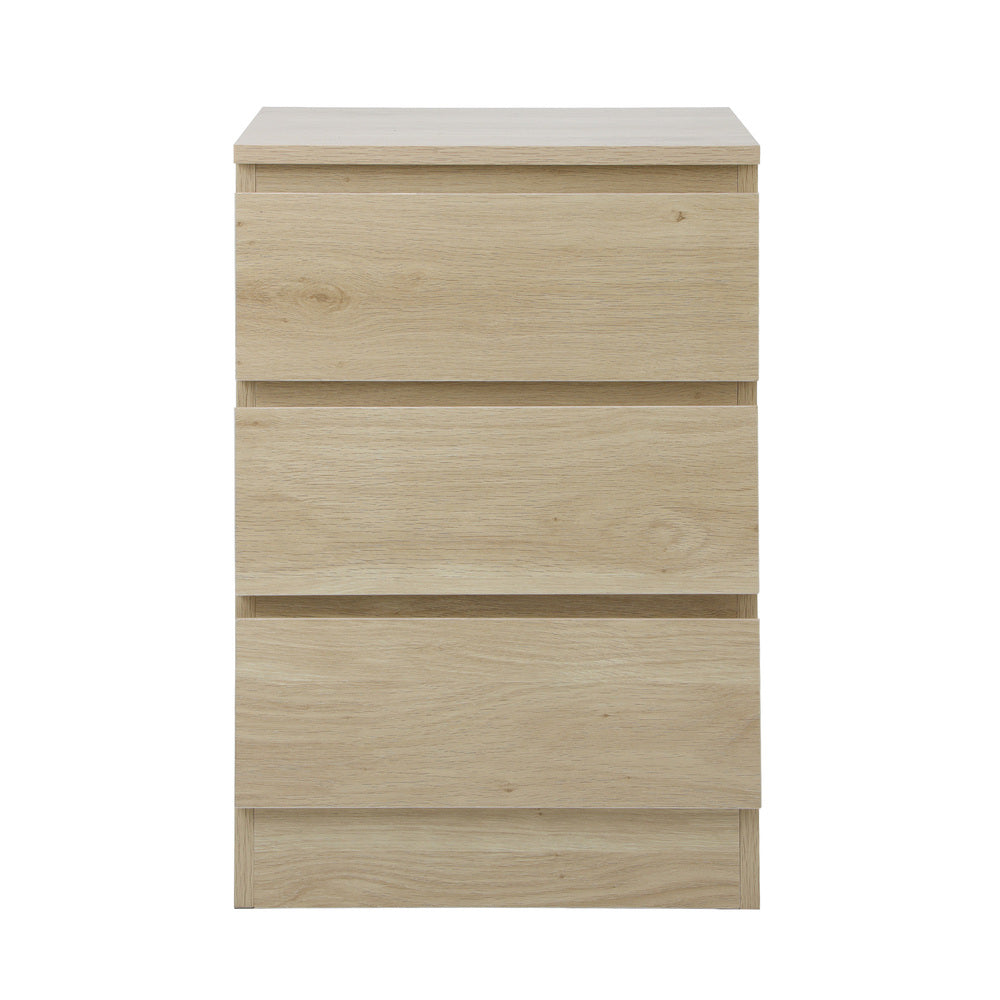 Bedside Table 3 Drawers Storage Cabinet Natural