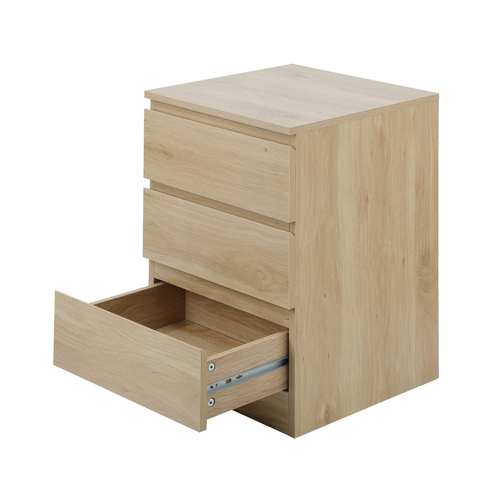 Bedside Table 3 Drawers Storage Cabinet Natural