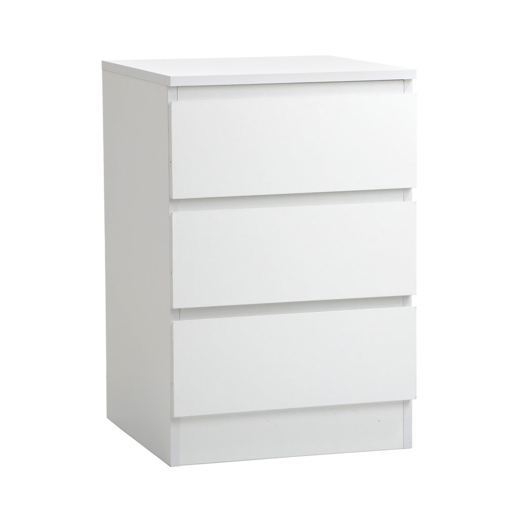 Bedside Table 3 Drawers Storage Cabinet White