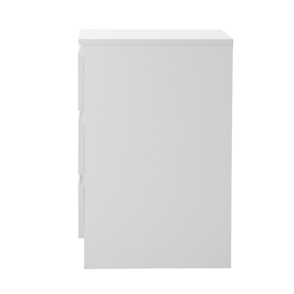 Bedside Table 3 Drawers Storage Cabinet White