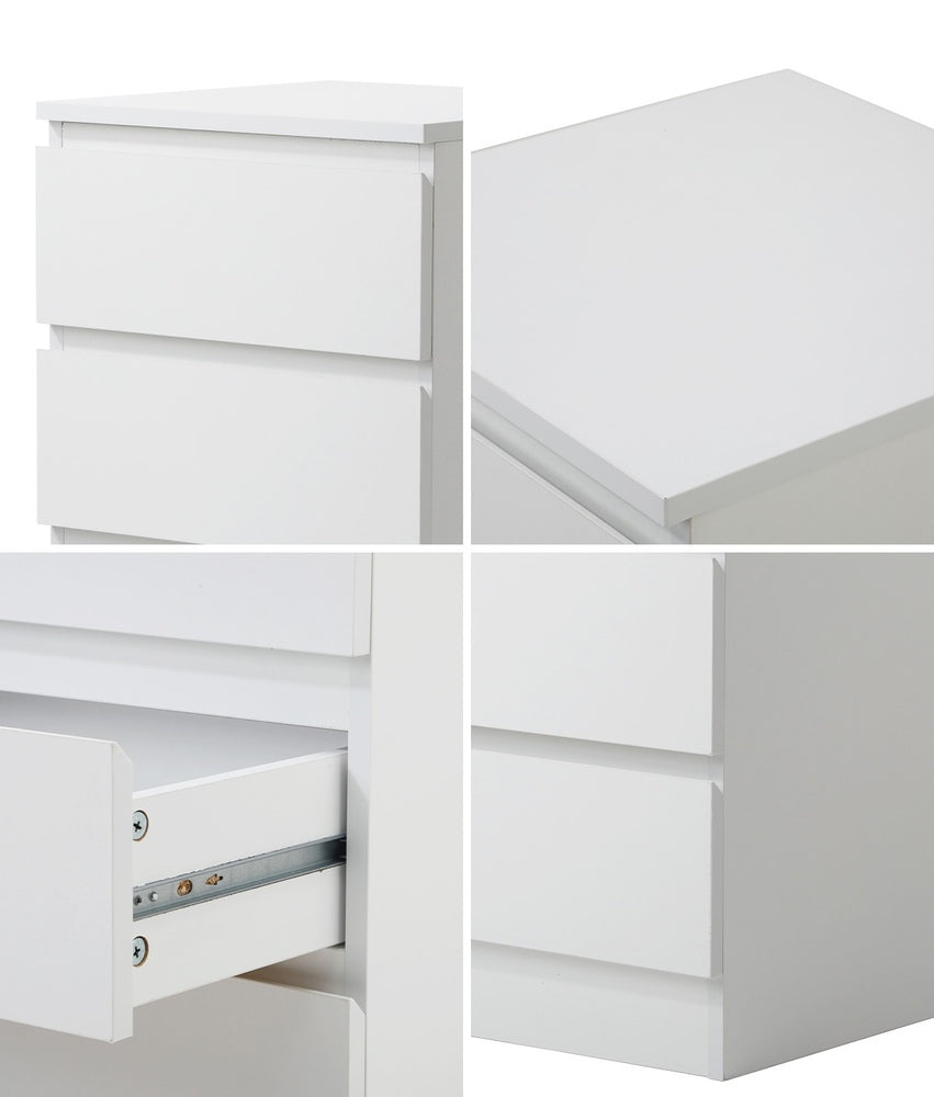 Bedside Table 3 Drawers Storage Cabinet White