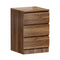 Bedside Table 3 Drawers Storage Cabinet Nightstand Walnut