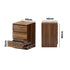 Bedside Table 3 Drawers Storage Cabinet Nightstand Walnut