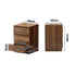 2x Bedside Table 3 Drawers Side Table Storage Cabinet Walnut