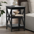 Side Table 3-tier Shelf X-Structured Sides Black