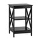 Side Table 3-tier Shelf X-Structured Sides Black