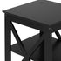 Side Table 3-tier Shelf X-Structured Sides Black