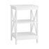 Side Table 3-tier Shelf X-Structured Sides White