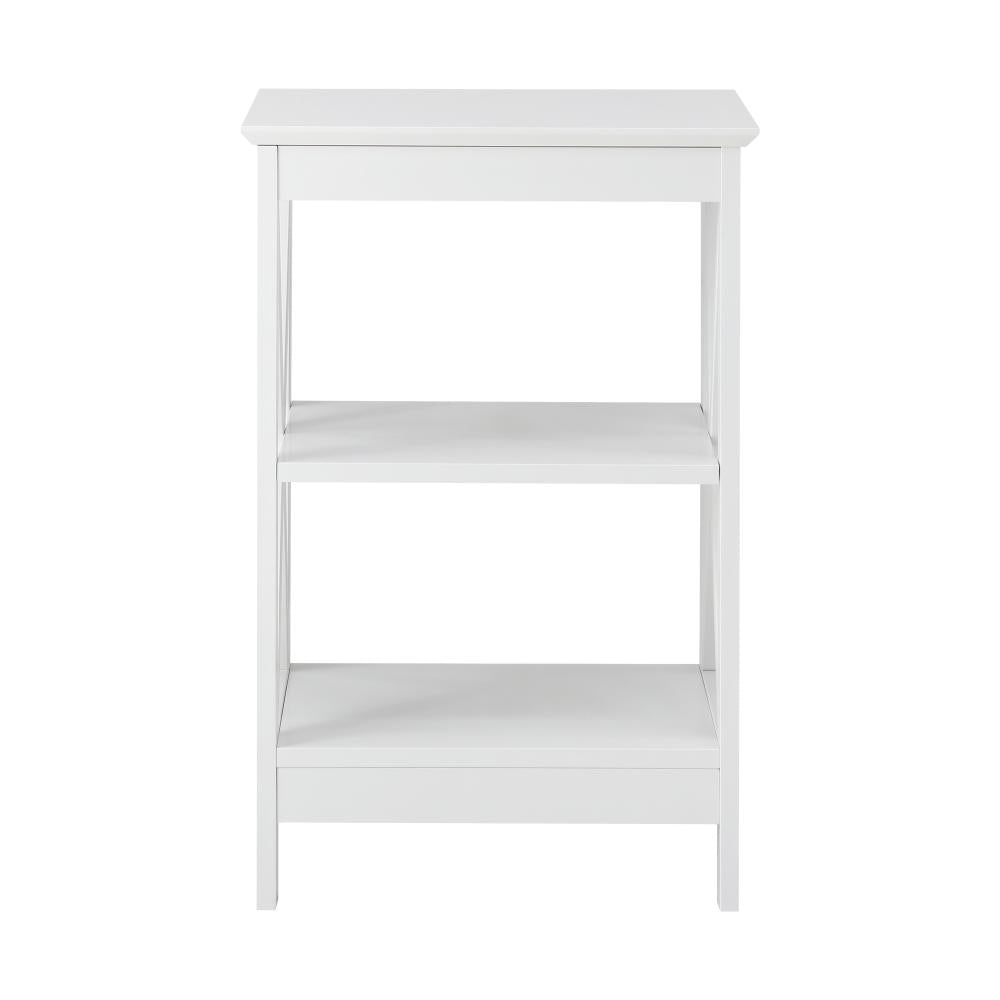 Side Table 3-tier Shelf X-Structured Sides White