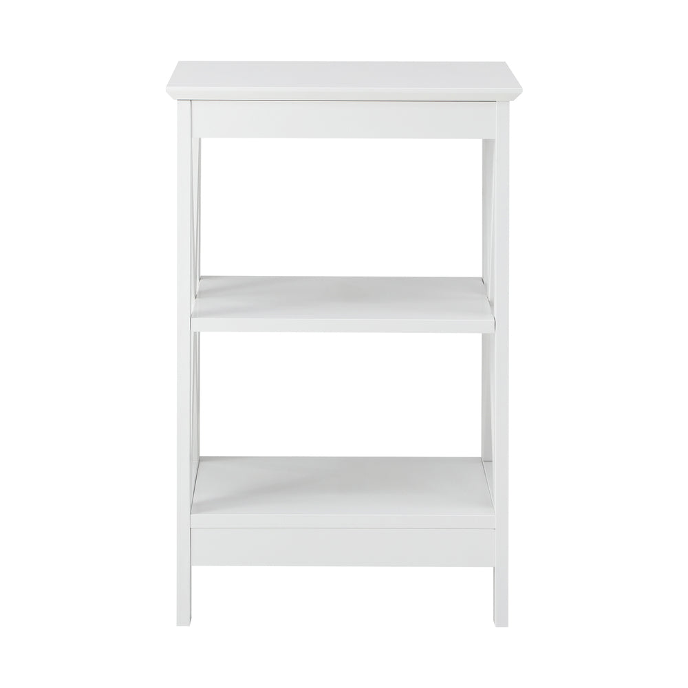 2x Side Table Coffee Bedside Sofa Storage 3-tier Shelf White